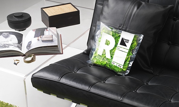 Greenest färdigskuren sallad i miljö